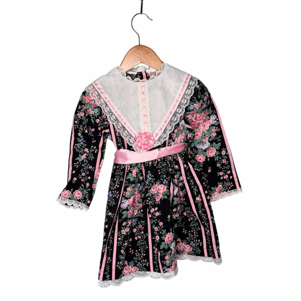 Cuddle Teen Vintage 80s Union Made Moody Floral Girl’s Prairie Dress